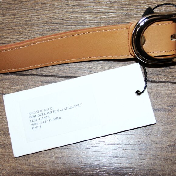 BNWT SS23 ERNEST W. BAKER GOLD BUCKLE LEATHER BELT S - Picture 2 of 2